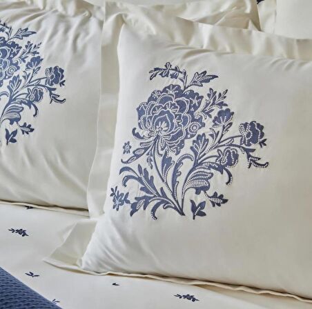 Karaca Home Fioris Mavi Çift Kişilik Nakışlı Nish Set