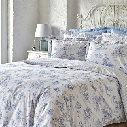 Karaca Home Parisien Çift Kişilik Percale Nevresim Takımı Mavi