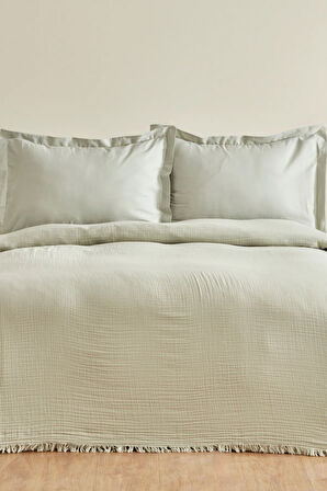 Karaca Home Minel Çift Kişilik Pike Yatak Örtüsü Seti Adaçayı