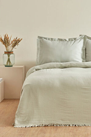 Karaca Home Minel Çift Kişilik Pike Yatak Örtüsü Seti Adaçayı