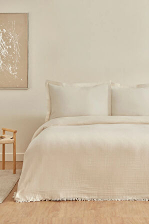 Karaca Home Minel Çift Kişilik Pike Yatak Örtüsü Seti Bej