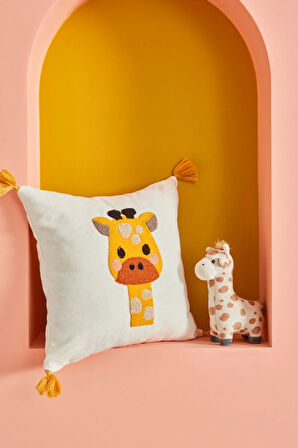 Karaca Home Bebek Giraffe Nakışlı Kırlent 34x34 cm