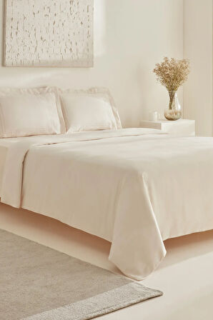 Karaca Home White Collection Felves %100 Pamuk King Size Nevresim Takımı Bej