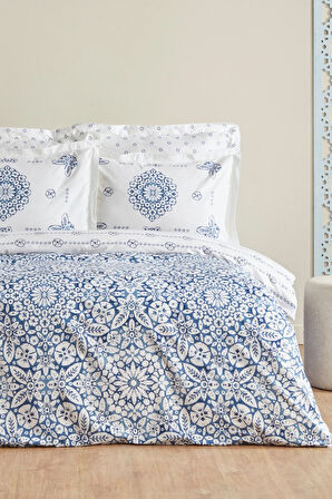 Karaca Home Ida Mavi % 100 Pamuk Çift Kişilik Nevresim Takımı