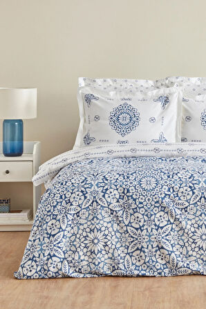 Karaca Home Ida Mavi % 100 Pamuk Çift Kişilik Nevresim Takımı