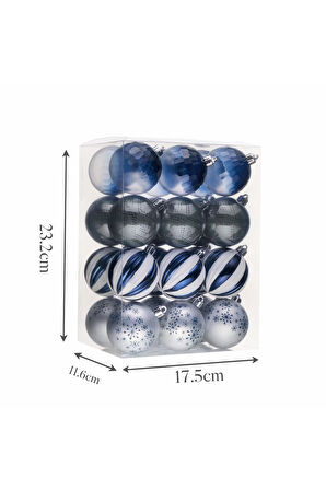 Karaca Home Carnaval 24 Parça Ağaç Süsü Seti Mavi