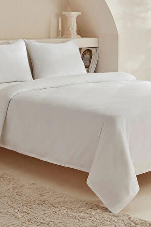 Karaca Home White Collection Vessa 120 Tel %100 Pamuk Saten Çift Kişilik Nevresim Takımı Çizgili Beyaz