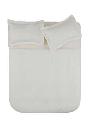 Karaca Home White Collection Minas 94 Tel %100 Pamuk Saten Çift Kişilik Nevresim Takımı Çizgili Beyaz