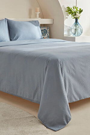 Karaca Home Charm Sion %100 Pamuk Jakarlı Saten Çift Kişilik Nevresim Takımı Mavi