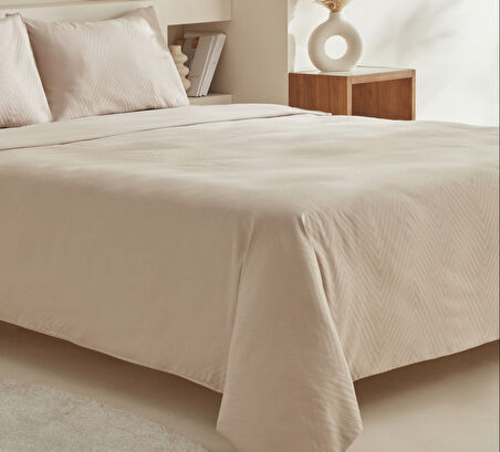 Karaca Home Charm Sion %100 Pamuk Jakarlı Saten King Size Nevresim Takımı Bej