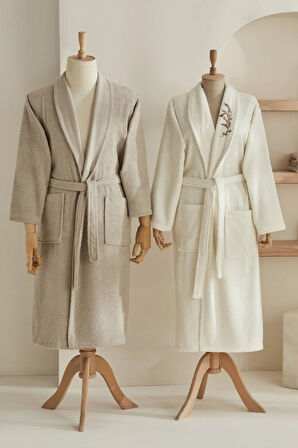 Karaca Home Bird %100 Pamuk Aile Banyo Seti Krem-Açık Gri