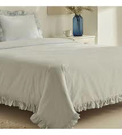 Karaca Home Pure Ruffle %100 Pamuk Çift Kişilik Nevresim Takımı Açık Mavi