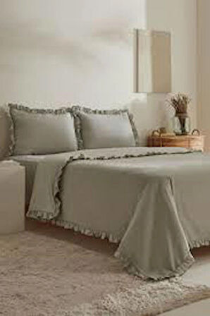 Karaca Home Pure Ruffle %100 Pamuk Çift Kişilik Nevresim Takımı Açık Mavi