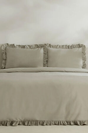 Karaca Home Pure Ruffle %100 Pamuk King Size Nevresim Takımı Adaçayı