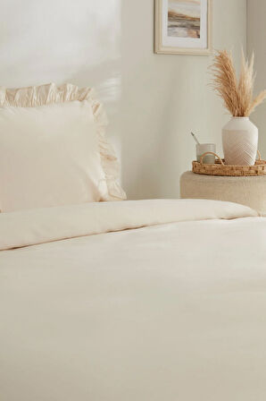 Karaca Home Pure Ruffle %100 Pamuk King Size Nevresim Takımı Açık Bej