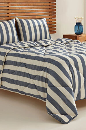 Sarah Anderson Barlet Çift Kişilik Comfort Set/Uyku Seti Çizgili Mavi