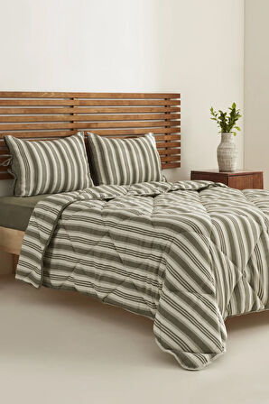 Sarah Anderson Barlet Çift Kişilik Comfort Set/Uyku Seti Çizgili Yeşil