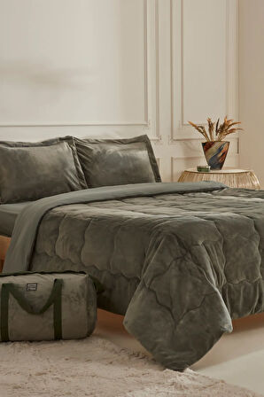 Karaca Home Flufy Çift Kişilik Soft Dream Comfort Set/Uyku Seti Haki