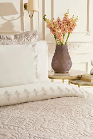 Karaca Home Glory Çift kişilik%100 Pamuk 7 Parça Düet Set Bej