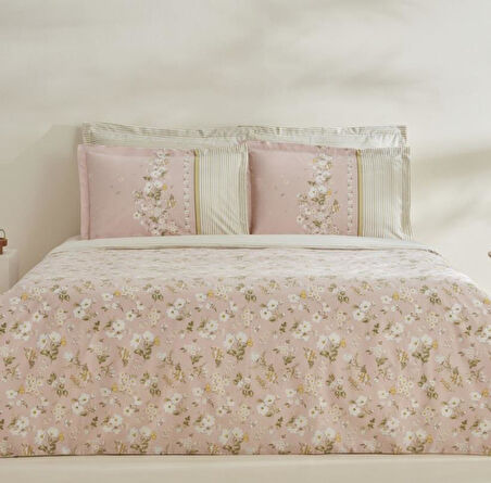 Karaca Home Gipsy %100 Pamuk Çift Kişilik Nevresim Takımı Pudra
