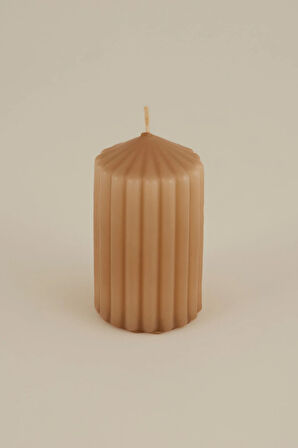 Karaca Home Stripped Sütun Mum Açık Kahve