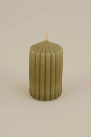 Karaca Home Stripped Sütun Mum Yeşil