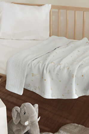 Karaca Home Starry Müslin %100 Pamuk Bebek Battaniye Mavi 70x100 cm
