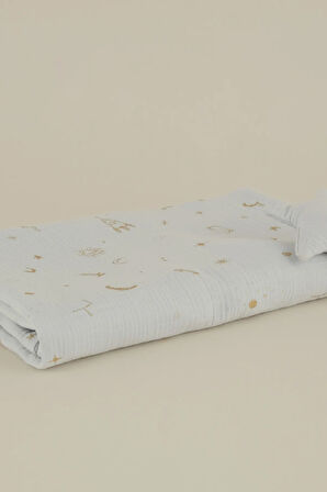 Karaca Home Starry Müslin %100 Pamuk Bebek Battaniye Mavi 70x100 cm