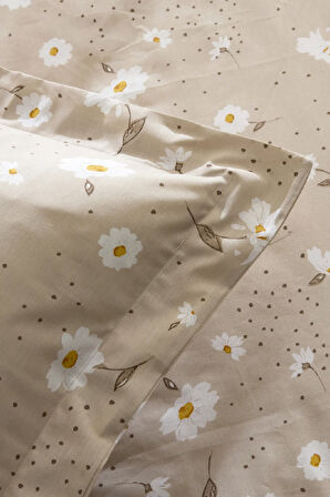 Karaca Home Daisy %100 Pamuk Tek Kişilik Nevresim Takımı Bej