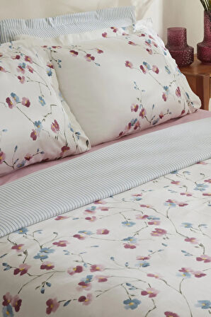 Karaca Home Lilian %100 Pamuk 120 Tel Çift Kişilik Nevresim Takımı Pembe