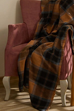 Karaca Home Flanel Throw Tv Battaniyesi Siyah/Turuncu