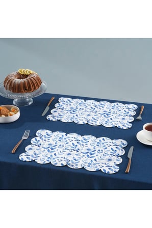 Karaca Home Petra Patterned Amerikan Servisi 2'li Set Mavi Beyaz
