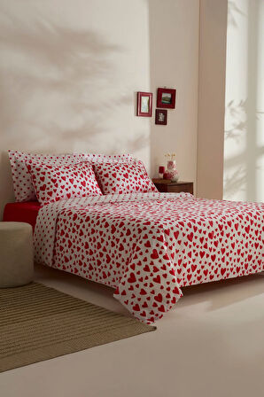 Karaca Home Amour Bliss %100 Pamuk Tek Kişilik Nevresim Takımı Kırmızı