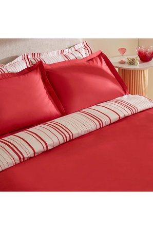 Karaca Home Cool Stripe Çift Kişilik Nevresim Takımı Kırmızı