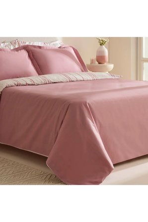 Karaca Home Cool Stripe Çift Kişilik Nevresim Takımı Gül Kurusu