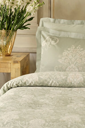 Karaca Home Holly 80 Tel %100 Pamuk Saten Çift Kişilik Nevresim Takımı Mint