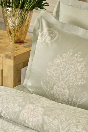 Karaca Home Holly 80 Tel %100 Pamuk Saten Çift Kişilik Nevresim Takımı Mint