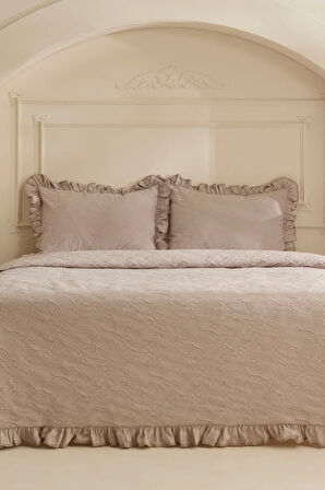 Karaca Home White Collection Tyra %100 Pamuk Çift Kişilik Yatak Örtüsü Bej