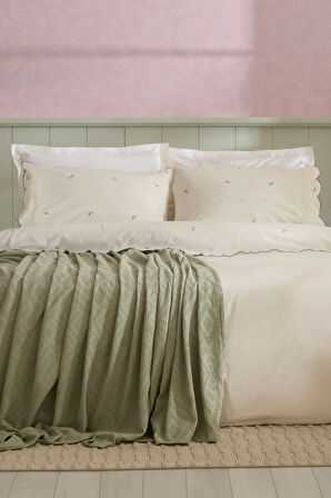 Karaca Home Nellie Nakışlı %100 Pamuk Çift Kişilik Nevresim Takımı Beyaz