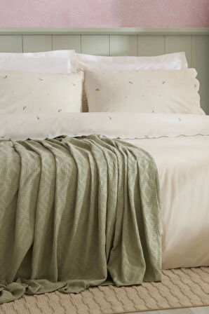 Karaca Home Nellie Nakışlı %100 Pamuk Çift Kişilik Nevresim Takımı Beyaz