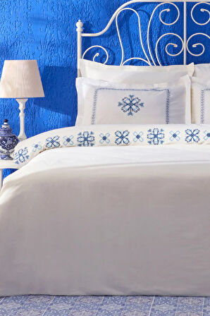 Karaca Home Clarissa Nakışlı %100 Pamuk Çift Kişilik Nevresim Takımı Beyaz