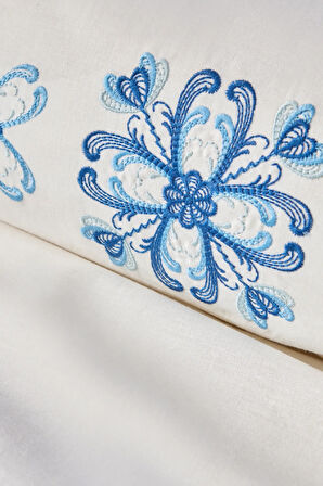 Karaca Home Clarissa Nakışlı %100 Pamuk Çift Kişilik Nevresim Takımı Beyaz