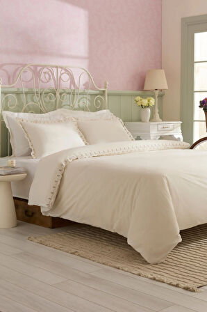 Karaca Home Helia Nakışlı %100 Pamuk Çift Kişilik Nevresim Takımı Beyaz