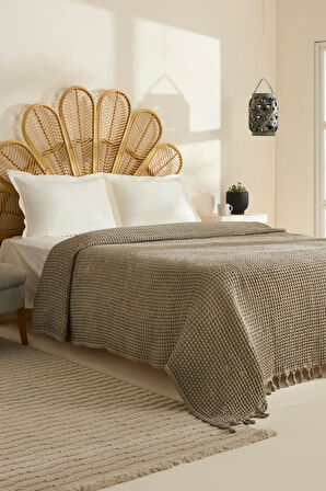 Karaca Home Mady %100 Cotton Waffle Çift Kişilik Tek Pike Taş