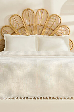 Karaca Home Mady %100 Cotton Waffle Çift Kişilik Tek Pike Beyaz