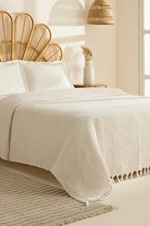 Karaca Home Mady %100 Cotton Waffle Çift Kişilik Tek Pike Beyaz