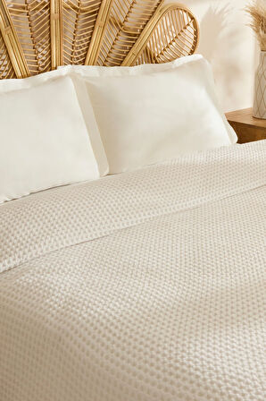 Karaca Home Mady %100 Cotton Waffle Çift Kişilik Tek Pike Beyaz