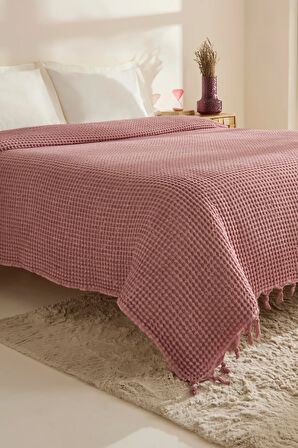 Karaca Home Mady %100 Cotton Waffle Çift Kişilik Tek Pike Pembe
