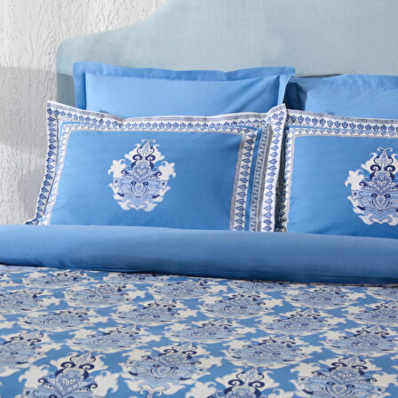 Karaca Home Casandra %100 Pamuk Çift Kişilik Nevresim Takımı Mavi