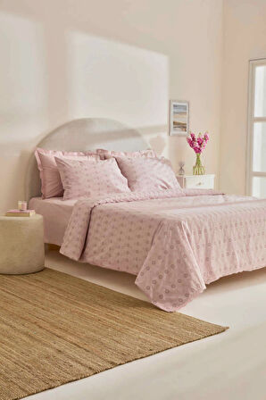 Karaca Home Vivien Brodeli %100 Pamuk Çift Kişilik Nevresim Takımı Pudra